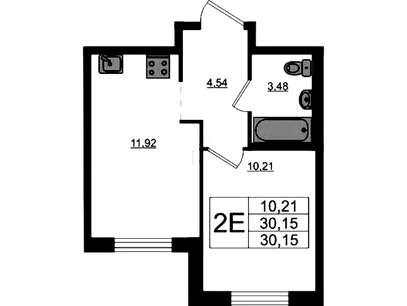 1-комнатная квартира 30.15 м², 5/17 эт., ЖК «Стороны Света 2»